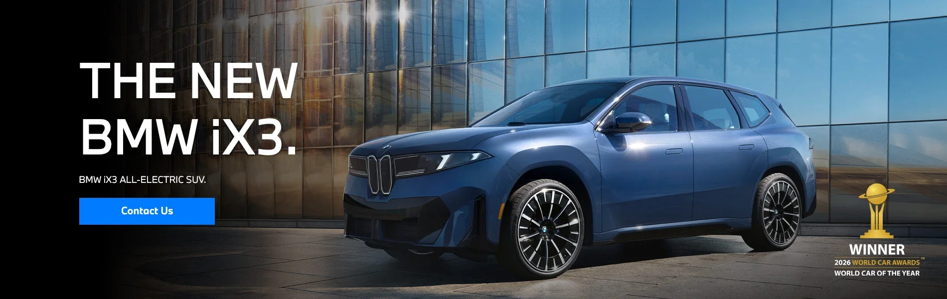 The BMW iX3 SUV parked. Click to learn more.